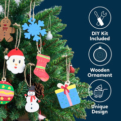 100 Pcs Christmas Wooden Hanging Ornaments with 8 Colored Pens