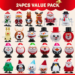 24 Pack Christmas Wind Up Toys - Festive Decorations and Gifts