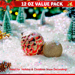 12 oz Christmas Twinkles Snow - Plastic Artificial Snowflakes for Holiday Decor