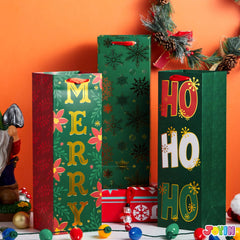 12 PCS Christmas Wine Gift Bags - Holiday Wine Bottle Wrap Bags