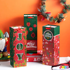 12 PCS Christmas Wine Gift Bags - Holiday Wine Bottle Wrap Bags