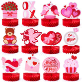 12 Pack Valentine's Day Honeycomb Centerpieces for Table Decor