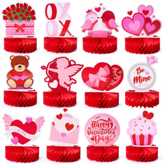 12 Pack Valentine's Day Honeycomb Centerpieces for Table Decor