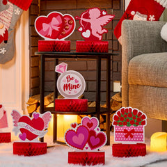 12 Pack Valentine's Day Honeycomb Centerpieces for Table Decor