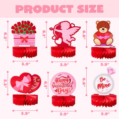 12 Pack Valentine's Day Honeycomb Centerpieces for Table Decor