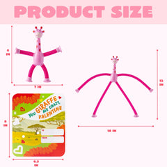 12-Pack Valentine's Day Telescopic Suction Pop Tubes with Cards - Kids Toys Party Favors