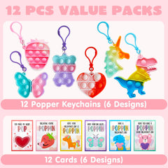 12 Packs Valentine's Day Cards with Keychain Toys