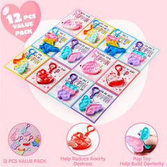 12 Packs Valentine's Day Cards with Keychain Toys