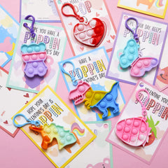 12 Packs Valentine's Day Cards with Keychain Toys