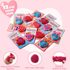 12-Pack Play Foam Animal Shapes with Valentine's Day Cards for Kids - Classroom Exchange Gifts