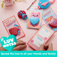 12-Pack Play Foam Animal Shapes with Valentine's Day Cards for Kids - Classroom Exchange Gifts