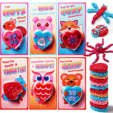 12-Pack Play Foam Animal Shapes with Valentine's Day Cards for Kids - Classroom Exchange Gifts