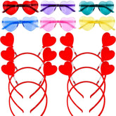 12-Pack Valentine's Day Heart Headbands & Glasses for Classroom Exchange Gifts