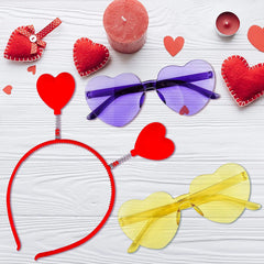 12-Pack Valentine's Day Heart Headbands & Glasses for Classroom Exchange Gifts