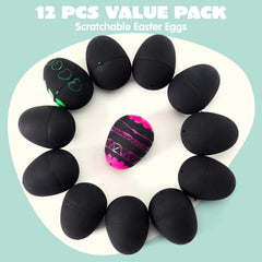 12 Pack 2.3 Inch Easter Plastic Eggs with Scratchable Surface, Empty and Fillable