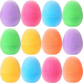 12Pcs 2.3in Plastic Flocked Easter Eggs Fillable for Easter Eggs Hunt