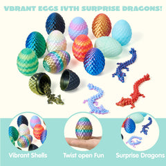 12 Pcs 3D Printed Articulated Dragon Eggs for Easter Party Favors, Egg Hunt & Classroom Prizes