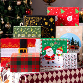 12-Piece Assorted Christmas Gift Box Set, 4 Sizes, 12 Tone Pattern Designs