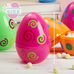12 Colorful Printed Fillable Giant Easter Egg Shells (5.5 in)