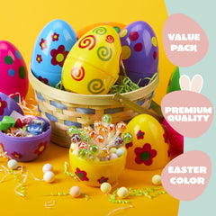 12 Colorful Printed Fillable Giant Easter Egg Shells (5.5 in)
