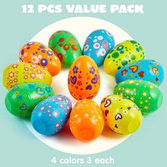 12Pcs Bright Color Plastic Easter Egg Shells 7in