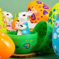 12Pcs Bright Color Plastic Easter Egg Shells 7in
