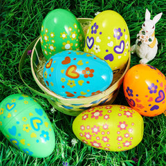 12Pcs Bright Color Plastic Easter Egg Shells 7in