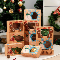 12-Pack Christmas Cookie Gift Boxes with Window, 8.75 x 5.75 x 2.75 Inches