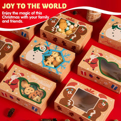 12-Pack Christmas Cookie Gift Boxes with Window, 8.75 x 5.75 x 2.75 Inches