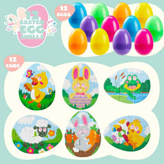 12-Piece Easter Egg Jigsaw Puzzle Set for Egg Hunts and Party Favors