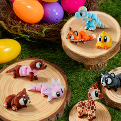 12-Pack Prefilled Easter Eggs with 3D Printed Big Eye Animal Toys for Kids Party Favors
