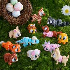 12-Pack Prefilled Easter Eggs with 3D Printed Big Eye Animal Toys for Kids Party Favors