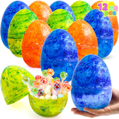 12 Jumbo Fillable Plastic Easter Eggs for Hunt and Basket Stuffers