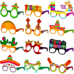 12 Pack Mexican Fiesta Party Paper Eyeglasses for Cinco de Mayo Decorations