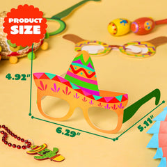 12 Pack Mexican Fiesta Party Paper Eyeglasses for Cinco de Mayo Decorations