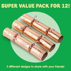12-Piece Rose Gold Pattern Christmas Cracker Set