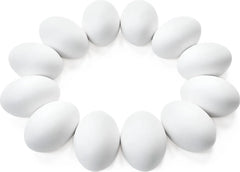 12 Unpainted White Wooden Easter Eggs for DIY Crafts and Party Favors