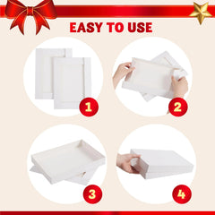 12 White Cardboard Christmas Gift Boxes - 6 Medium Size for Shirts