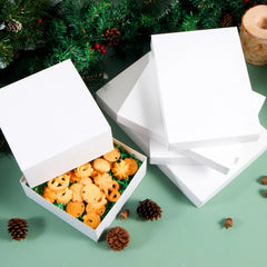 12 White Cardboard Christmas Gift Boxes - 6 Medium Size for Shirts