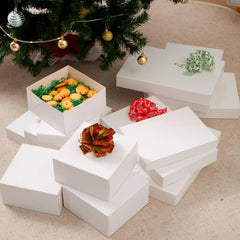 12 White Cardboard Christmas Gift Boxes - 6 Medium Size for Shirts
