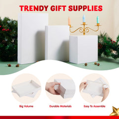12 White Cardboard Christmas Gift Boxes - 6 Medium Size for Shirts