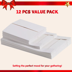 12 White Cardboard Christmas Gift Boxes - 6 Medium Size for Shirts
