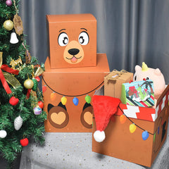 4 Christmas Characters Style Stacking Nesting Set of Boxes, 12 Pcs