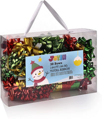 47-Pack Gift Wrap String and Bows in Red, Gold, Green