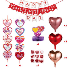 14-Piece Valentine's Day Party Decoration Set with Balloons