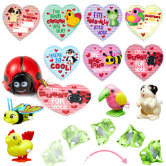 28-Pack Wind-Up Toys with Valentine's Day Cards for Kids' Party Favors