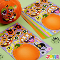 48PCS Halloween Pumpkin Make-a-Face Sticker Sheets