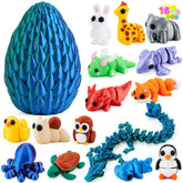 15 Pcs 3D Printed Articulated Fidget Toys, Mini Animals & Dragon Egg, Easter Party Favors for Kids