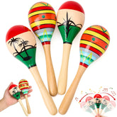 4 Pack Cinco de Mayo Wooden Maracas for Kids