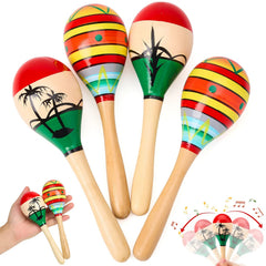4 Pack Cinco de Mayo Wooden Maracas for Kids